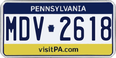 PA license plate MDV2618