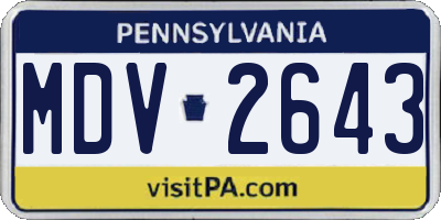 PA license plate MDV2643