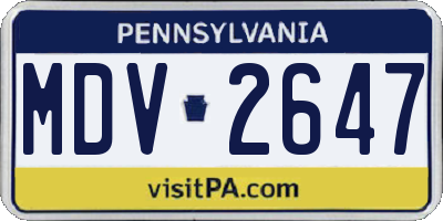 PA license plate MDV2647