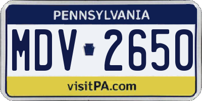 PA license plate MDV2650