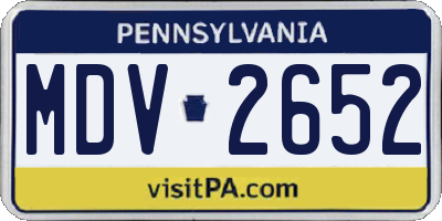 PA license plate MDV2652
