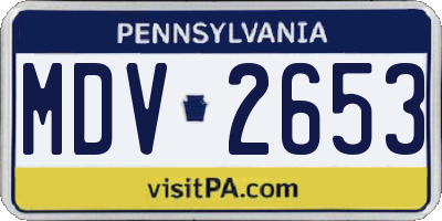 PA license plate MDV2653