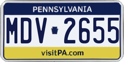PA license plate MDV2655