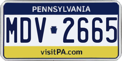 PA license plate MDV2665