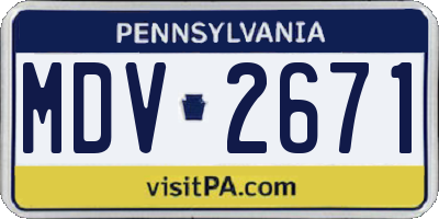 PA license plate MDV2671