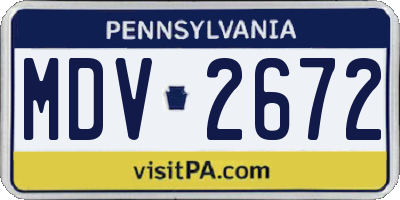 PA license plate MDV2672