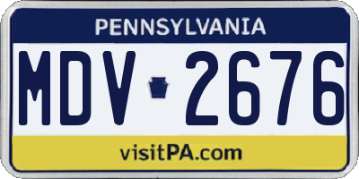 PA license plate MDV2676