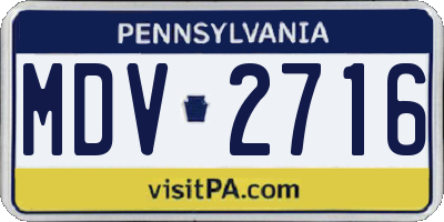 PA license plate MDV2716