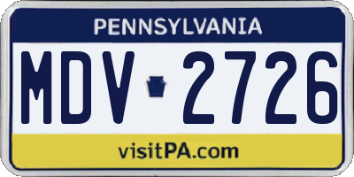 PA license plate MDV2726