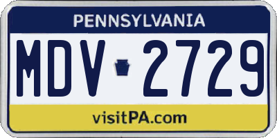 PA license plate MDV2729