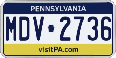 PA license plate MDV2736