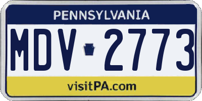 PA license plate MDV2773