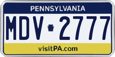 PA license plate MDV2777