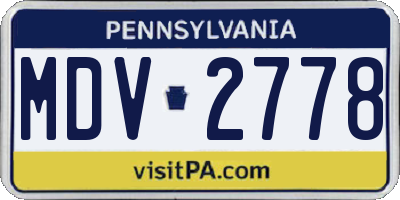 PA license plate MDV2778