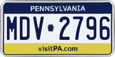 PA license plate MDV2796