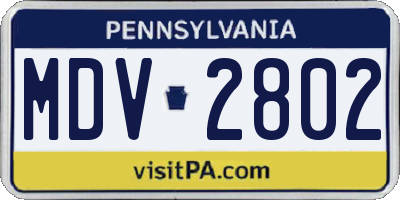 PA license plate MDV2802