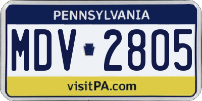 PA license plate MDV2805