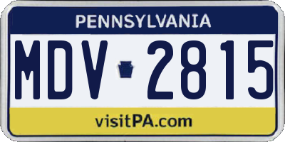 PA license plate MDV2815