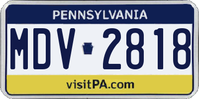 PA license plate MDV2818