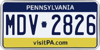 PA license plate MDV2826