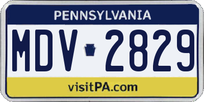 PA license plate MDV2829