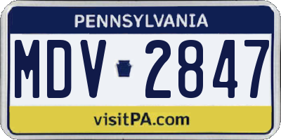 PA license plate MDV2847