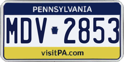 PA license plate MDV2853