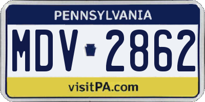 PA license plate MDV2862
