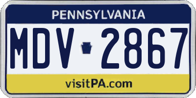 PA license plate MDV2867