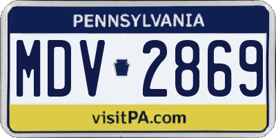 PA license plate MDV2869
