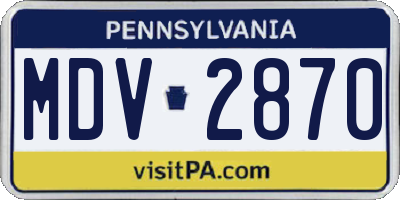 PA license plate MDV2870