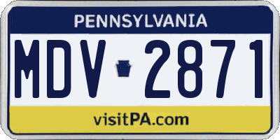 PA license plate MDV2871