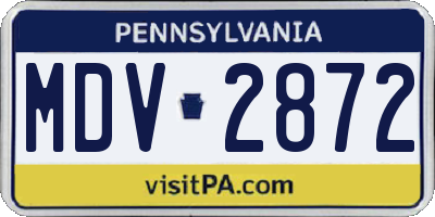 PA license plate MDV2872