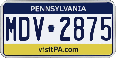 PA license plate MDV2875