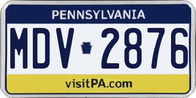 PA license plate MDV2876