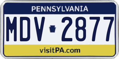 PA license plate MDV2877