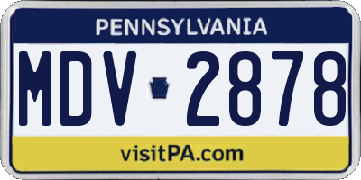 PA license plate MDV2878