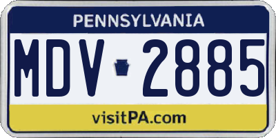 PA license plate MDV2885