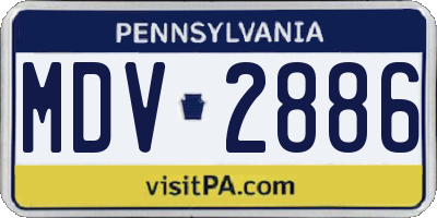 PA license plate MDV2886