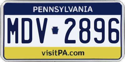 PA license plate MDV2896