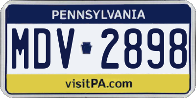 PA license plate MDV2898