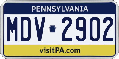 PA license plate MDV2902