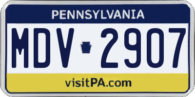 PA license plate MDV2907