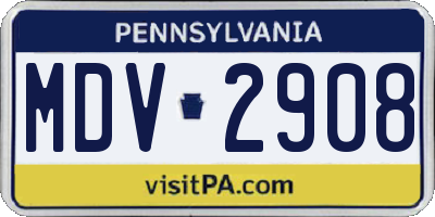 PA license plate MDV2908