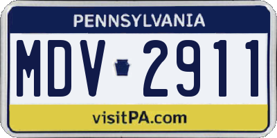 PA license plate MDV2911