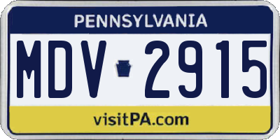 PA license plate MDV2915