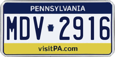 PA license plate MDV2916