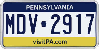 PA license plate MDV2917