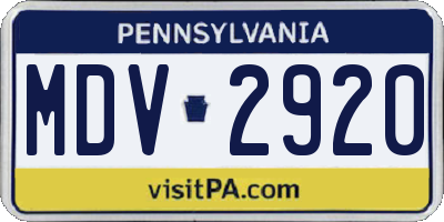 PA license plate MDV2920