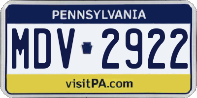 PA license plate MDV2922